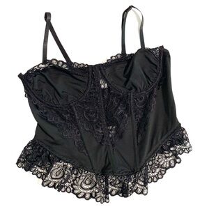 Whimsigoth Black Lace Corset Top Size Small PoshPosh Dark Romantic Regency